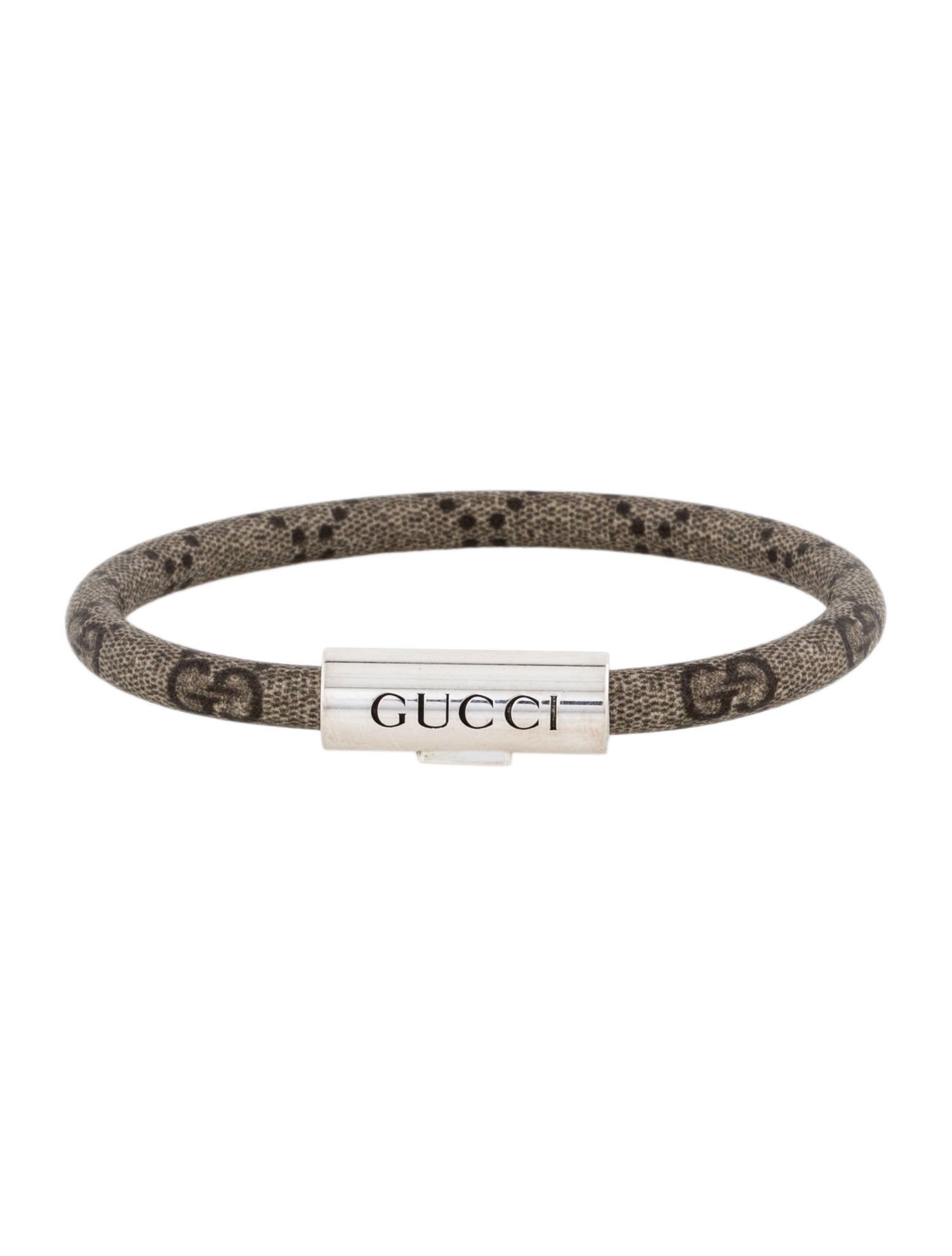 Gucci Trademark Beige Canvas Bangle Bracelet