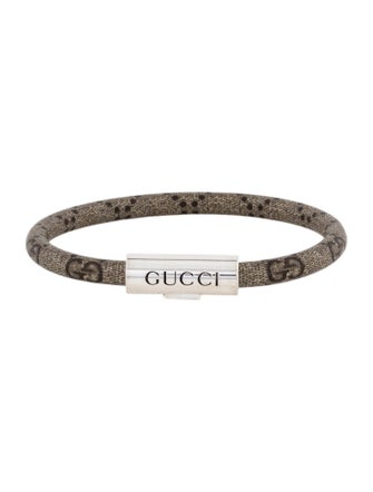 Gucci Trademark Beige Canvas Bangle Bracelet