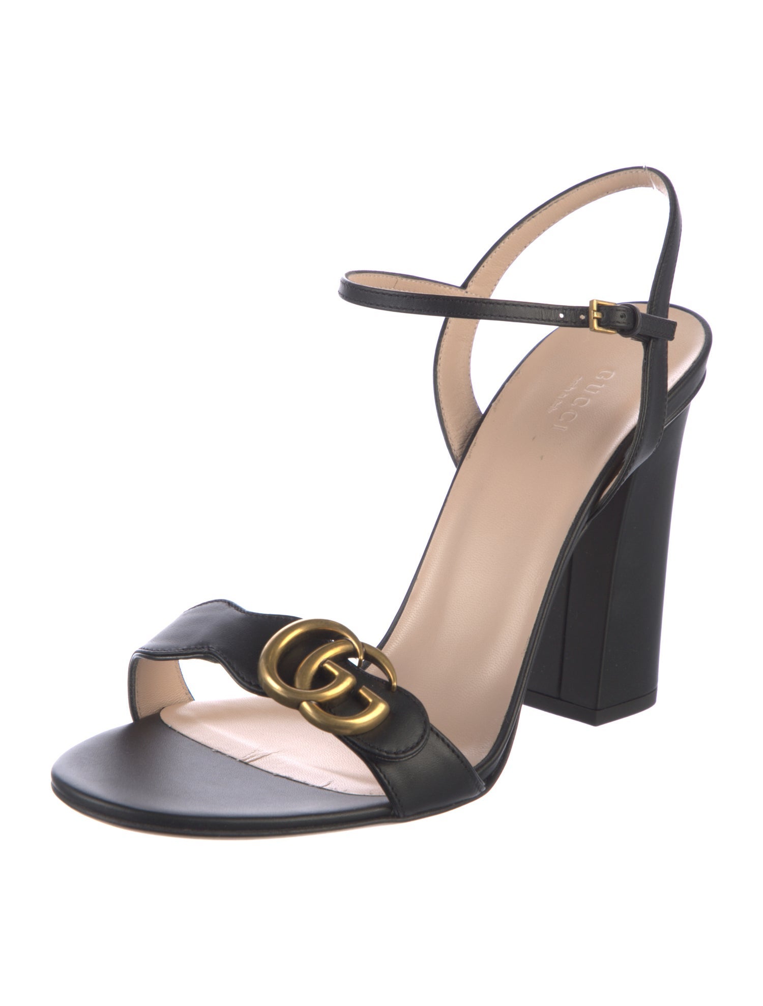 Gucci Double G Logo Leather Sandals