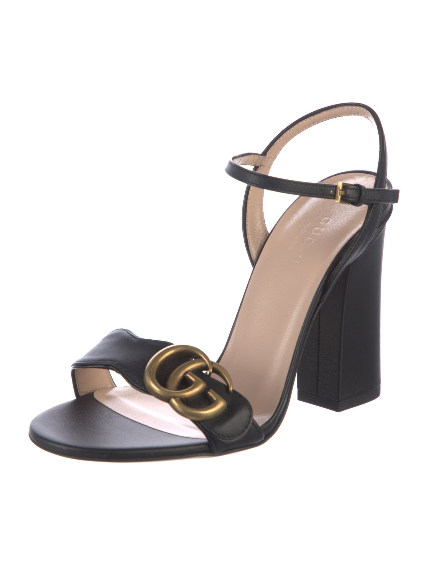 Gucci Leather Scalloped Accent Sandals