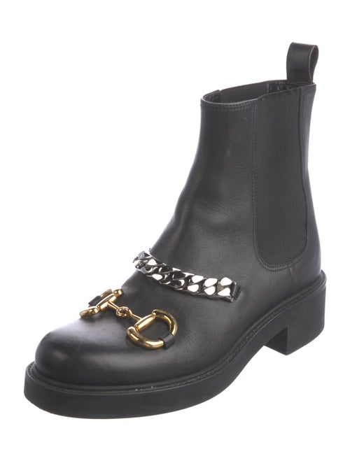 Gucci Chain-Link Accent Leather Combat Boots