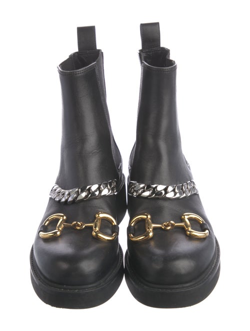 Gucci Chain-Link Accent Leather Combat Boots
