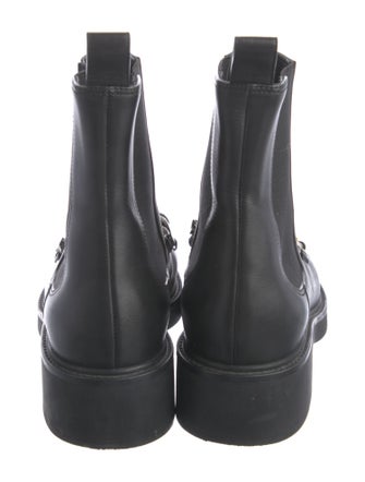 Gucci Chain-Link Accent Leather Combat Boots