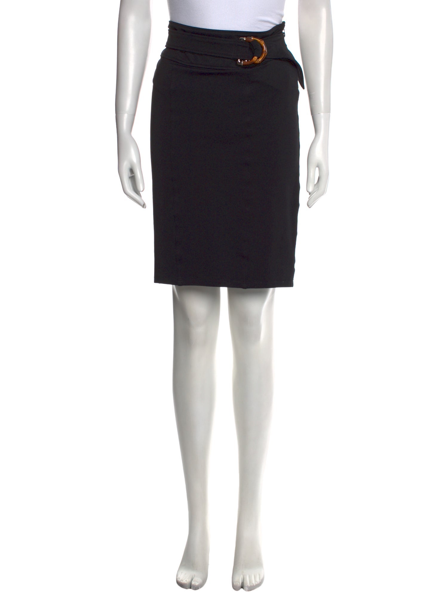 Gucci Leather Trim Embellishment Knee-Length Skirt