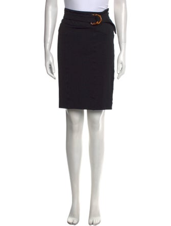 Gucci Leather Trim Embellishment Knee-Length Skirt