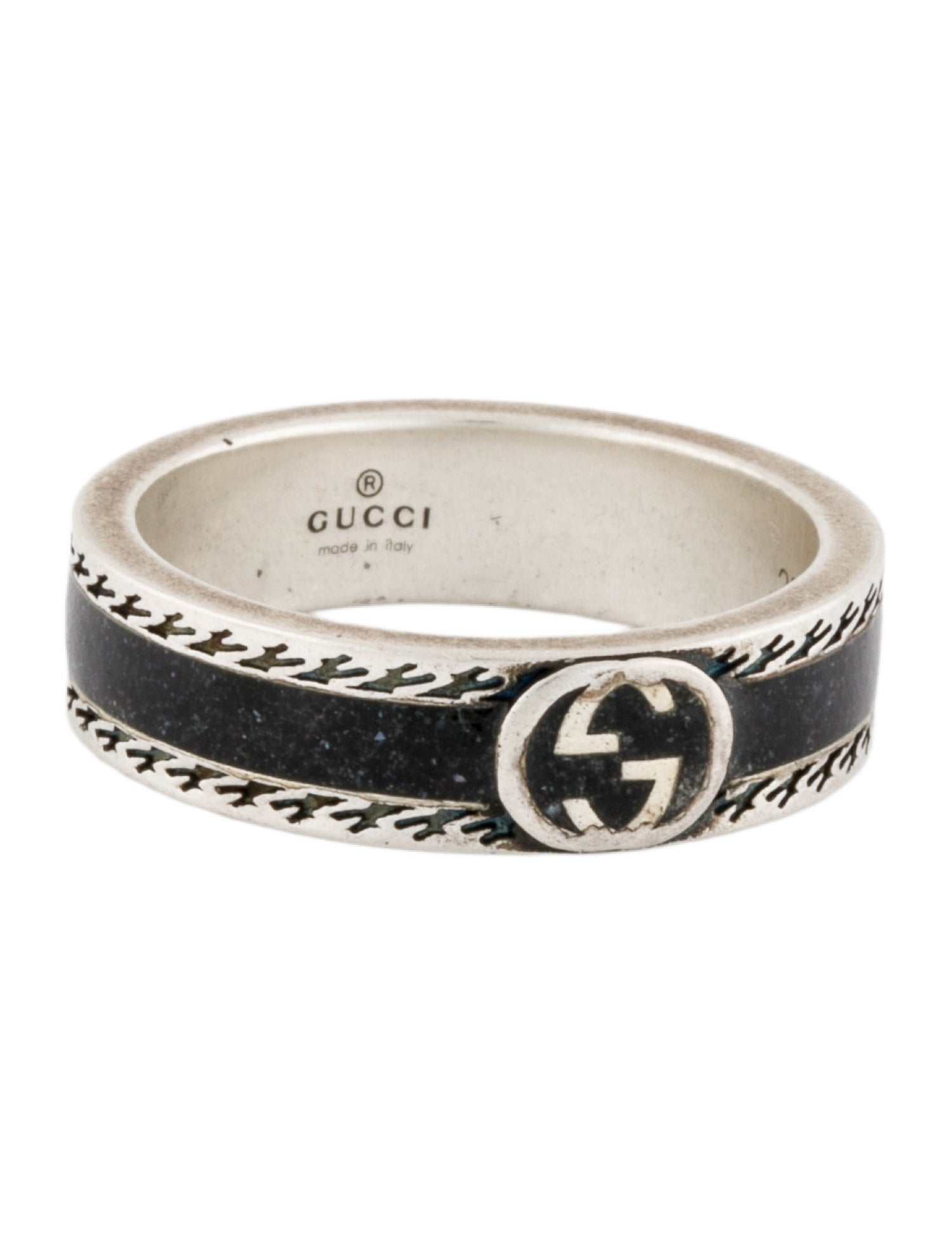 Gucci Enamel Interlocked G Band Ring