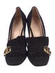 Gucci Suede Fringe Trim Accent Pumps