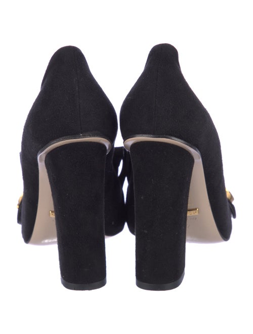 Gucci Suede Fringe Trim Accent Pumps