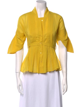 Gucci Mock Neck Three-Quarter Sleeve Button-Up Top