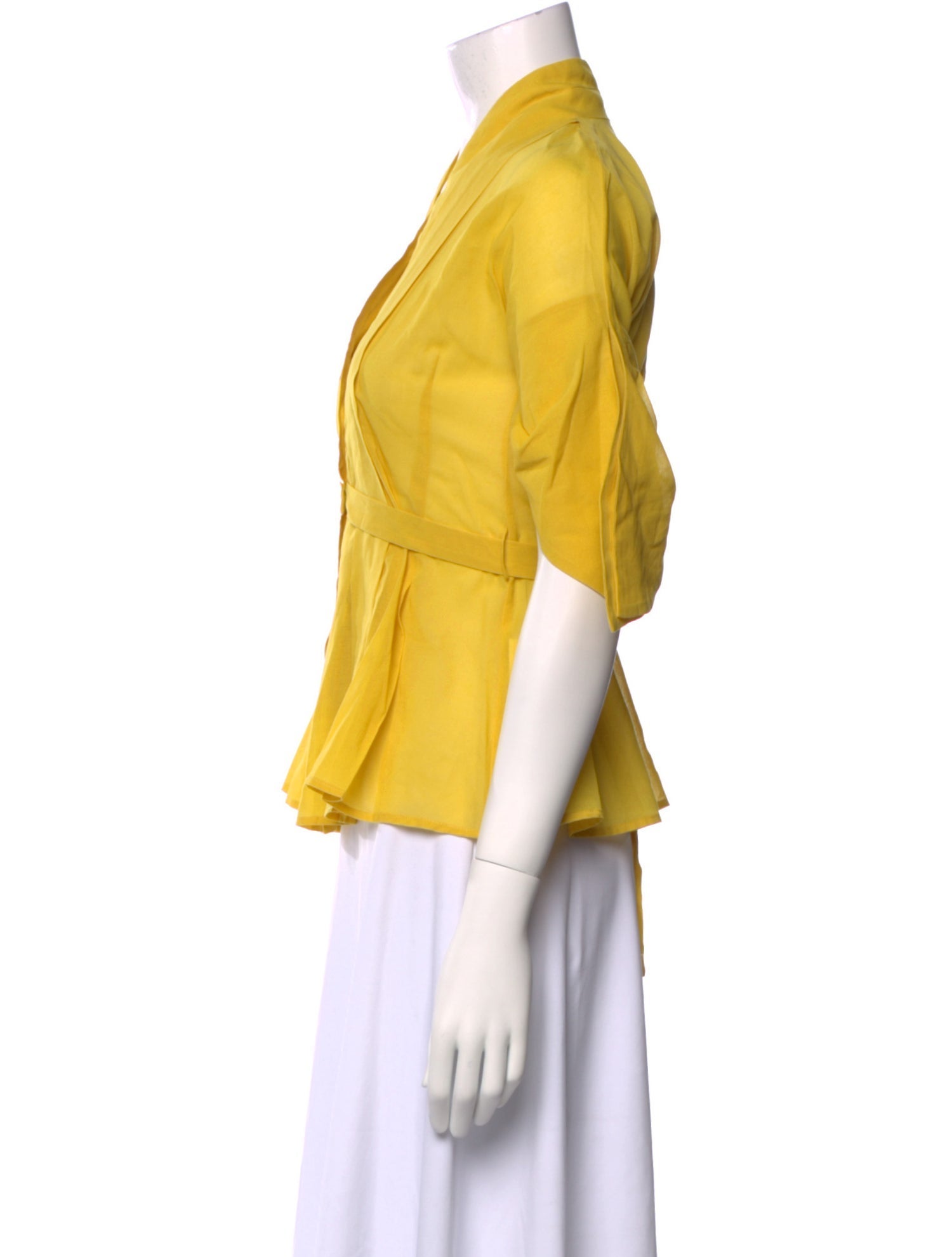 Gucci Mock Neck Three-Quarter Sleeve Button-Up Top