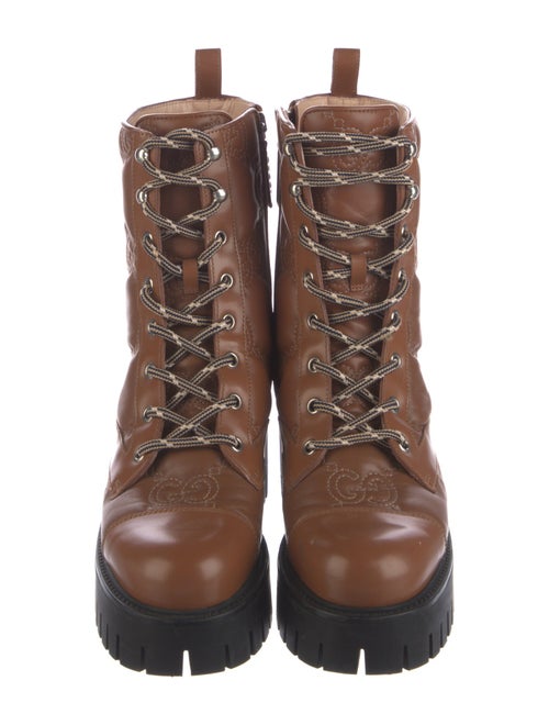 Gucci GG Logo Leather Combat Boots