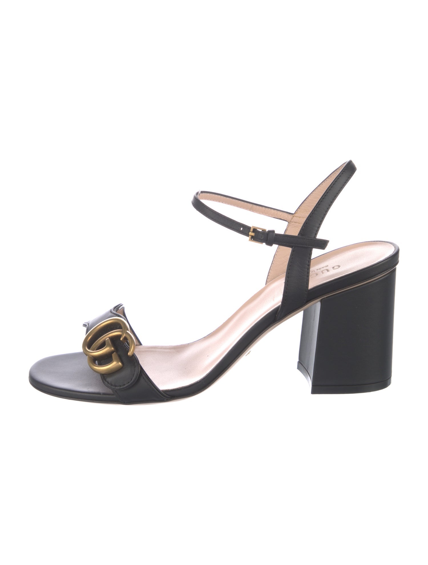 Gucci Double G Logo Leather Slingback Sandals