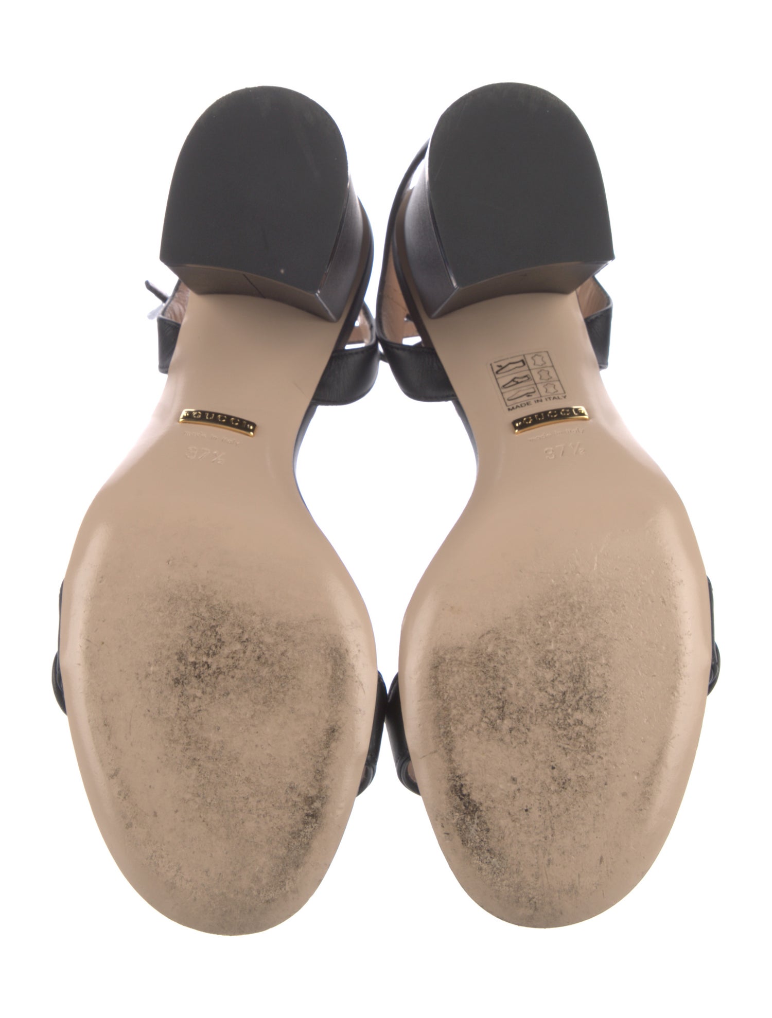 Gucci Double G Logo Leather Slingback Sandals