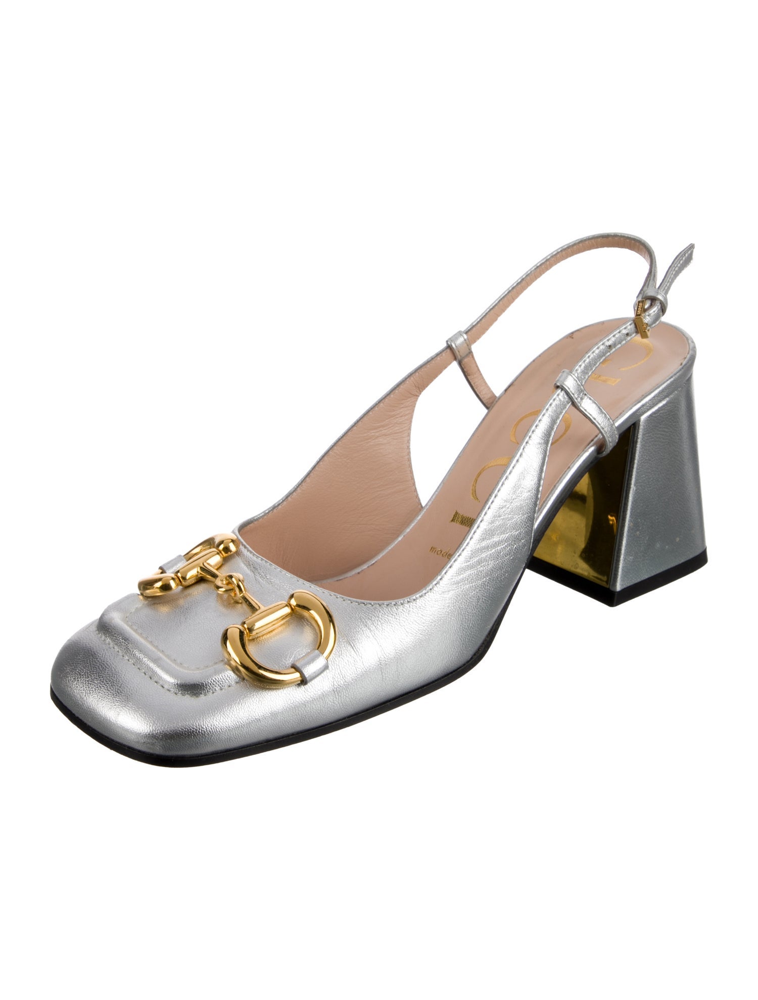 Gucci Horsebit Accent Leather Slingback Pumps