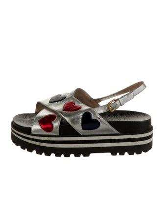 Gucci Leather Animal Print Slingback Sandals