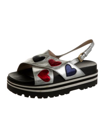 Gucci Leather Animal Print Slingback Sandals