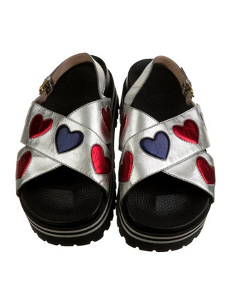 Gucci Leather Animal Print Slingback Sandals