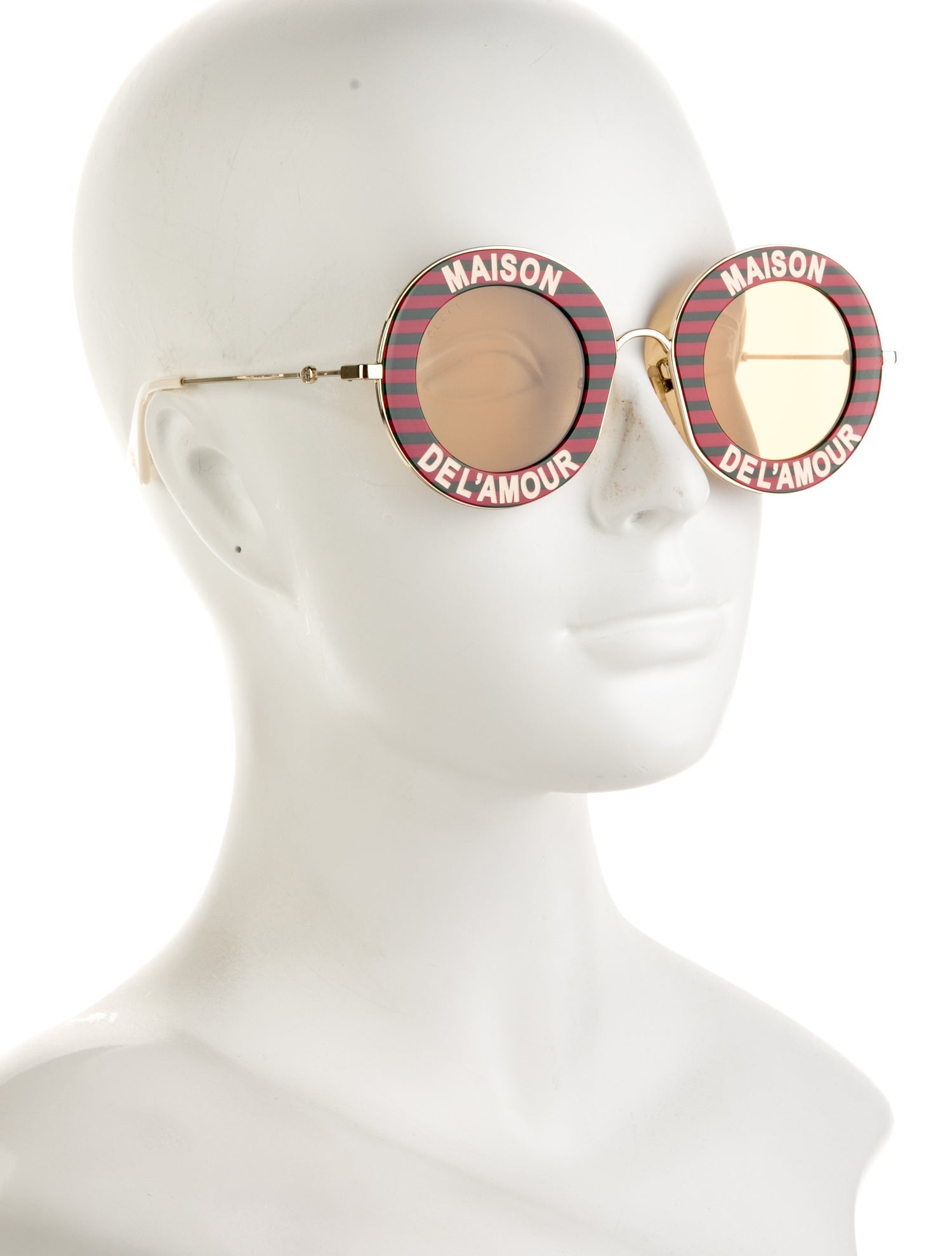 Gucci Web Accent Round Sunglasses