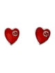 Gucci Enamel Interlocking G Heart Stud Earrings