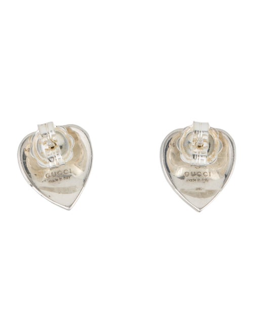 Gucci Enamel Interlocking G Heart Stud Earrings