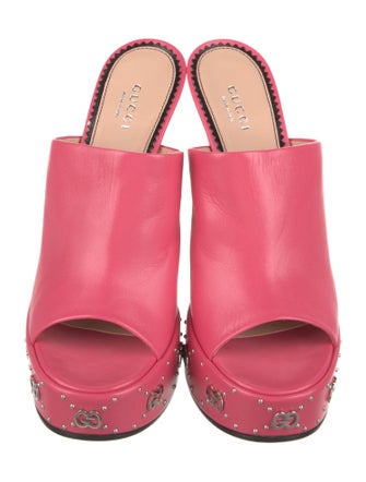 Gucci Double G Logo Leather Slides