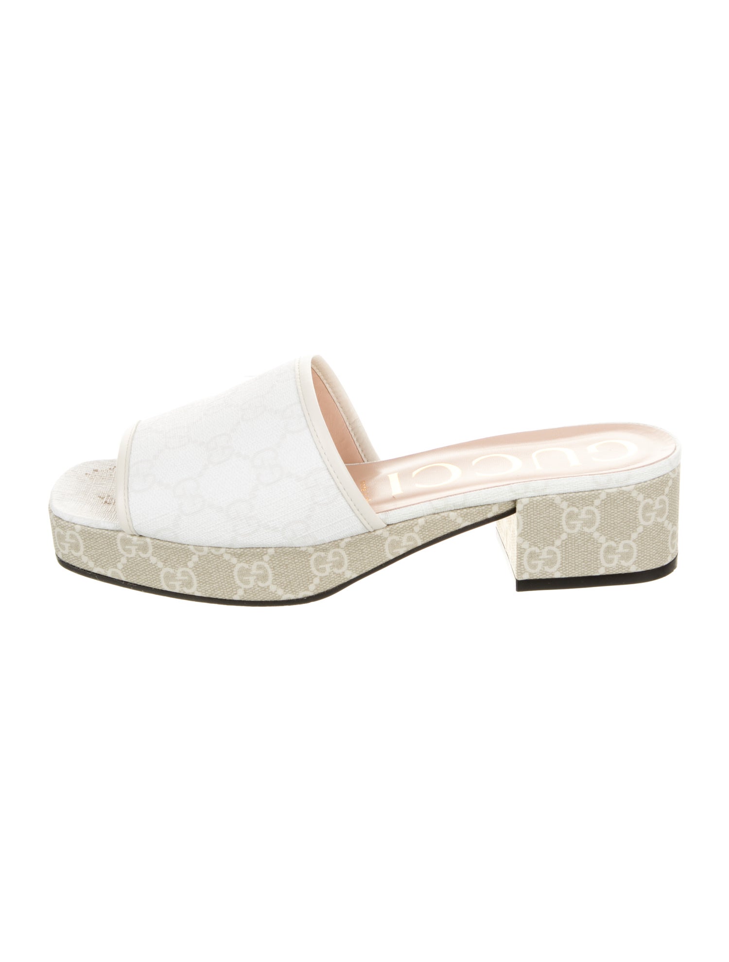 Gucci GG Supreme Leather Trim Embellishment Slides