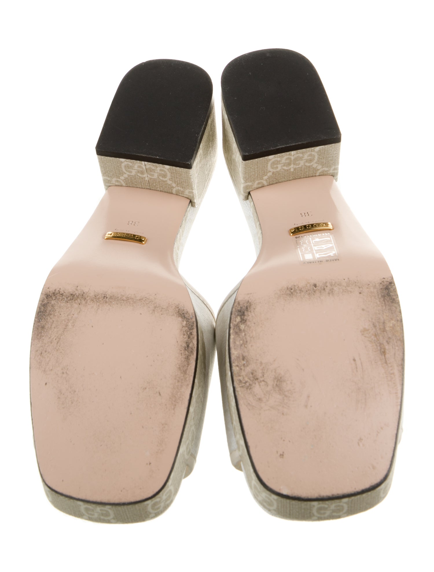 Gucci GG Supreme Leather Trim Embellishment Slides