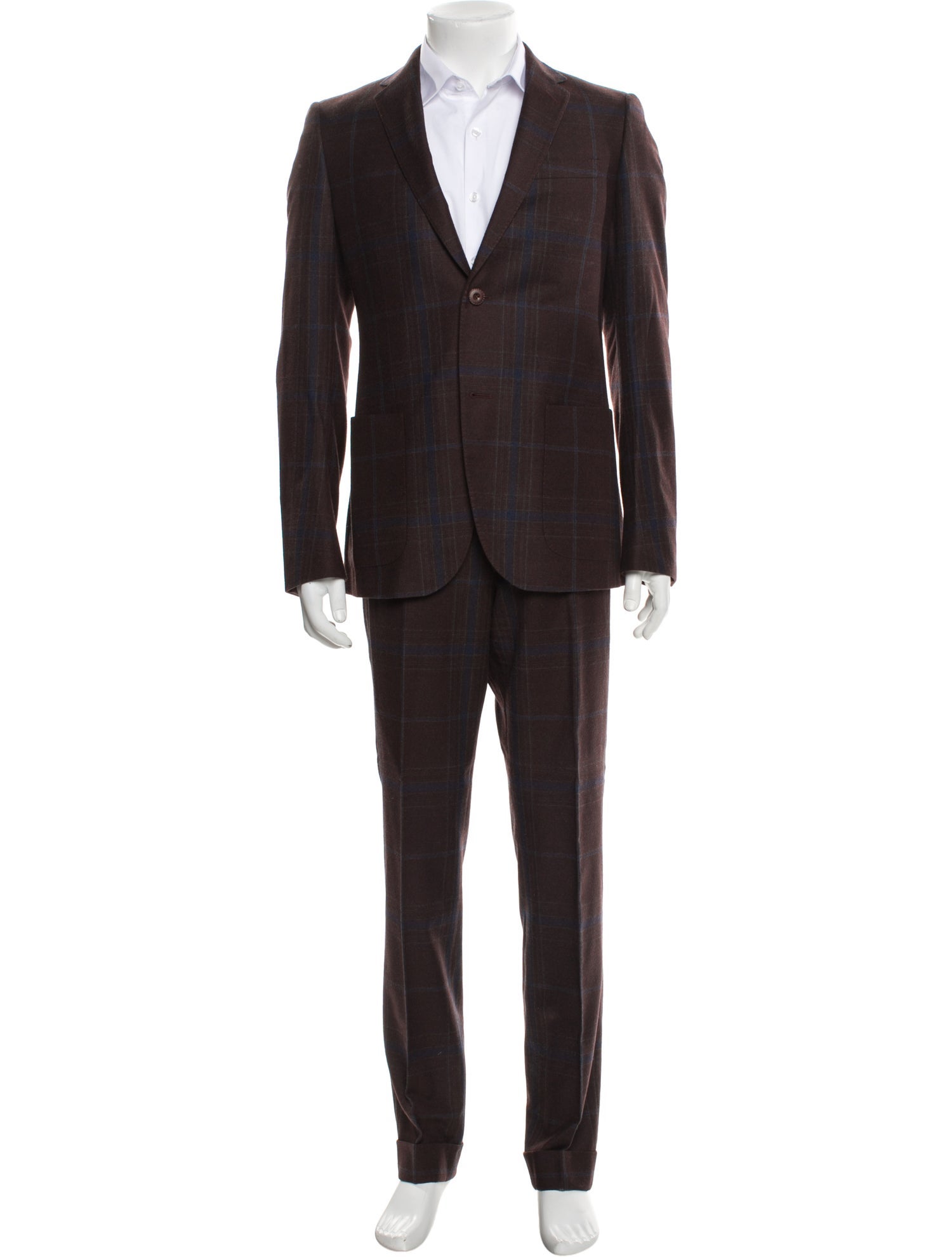 Gucci Wool Plaid Print Two-Piece Suit