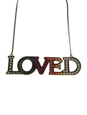 Gucci Crystal Rainbow Loved Pendant Necklace