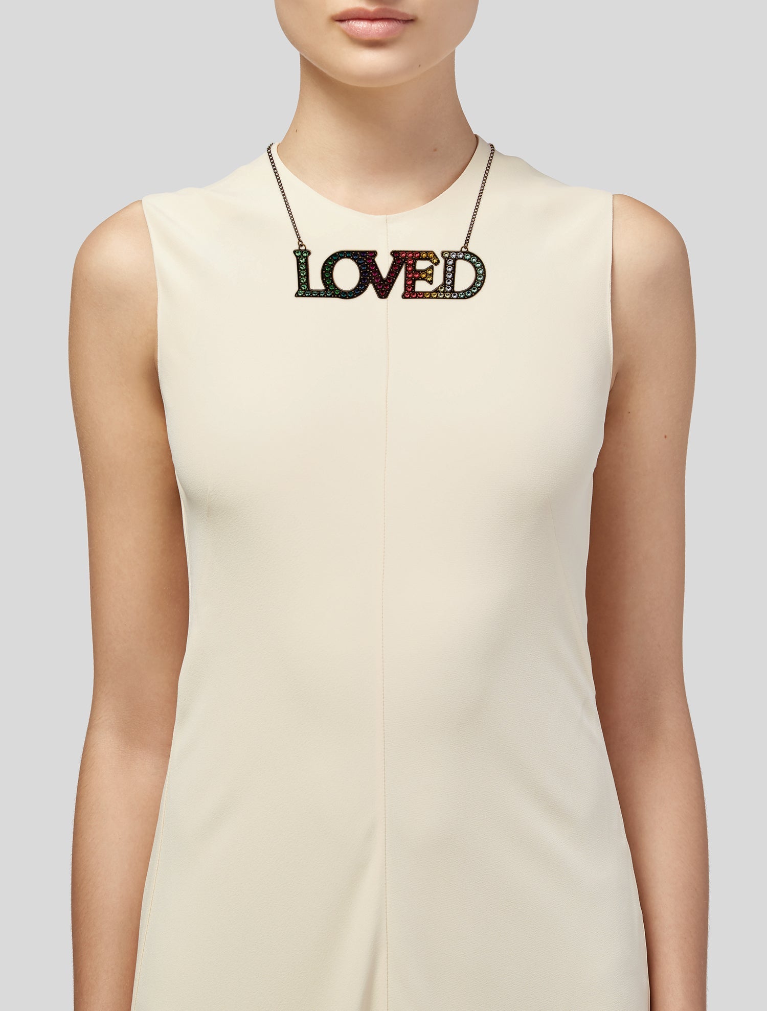 Gucci Crystal Rainbow Loved Pendant Necklace