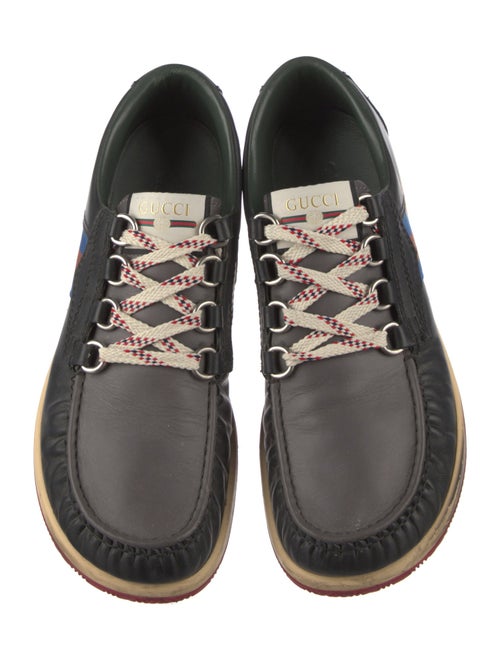 Gucci Web Accent Leather Boat Shoes