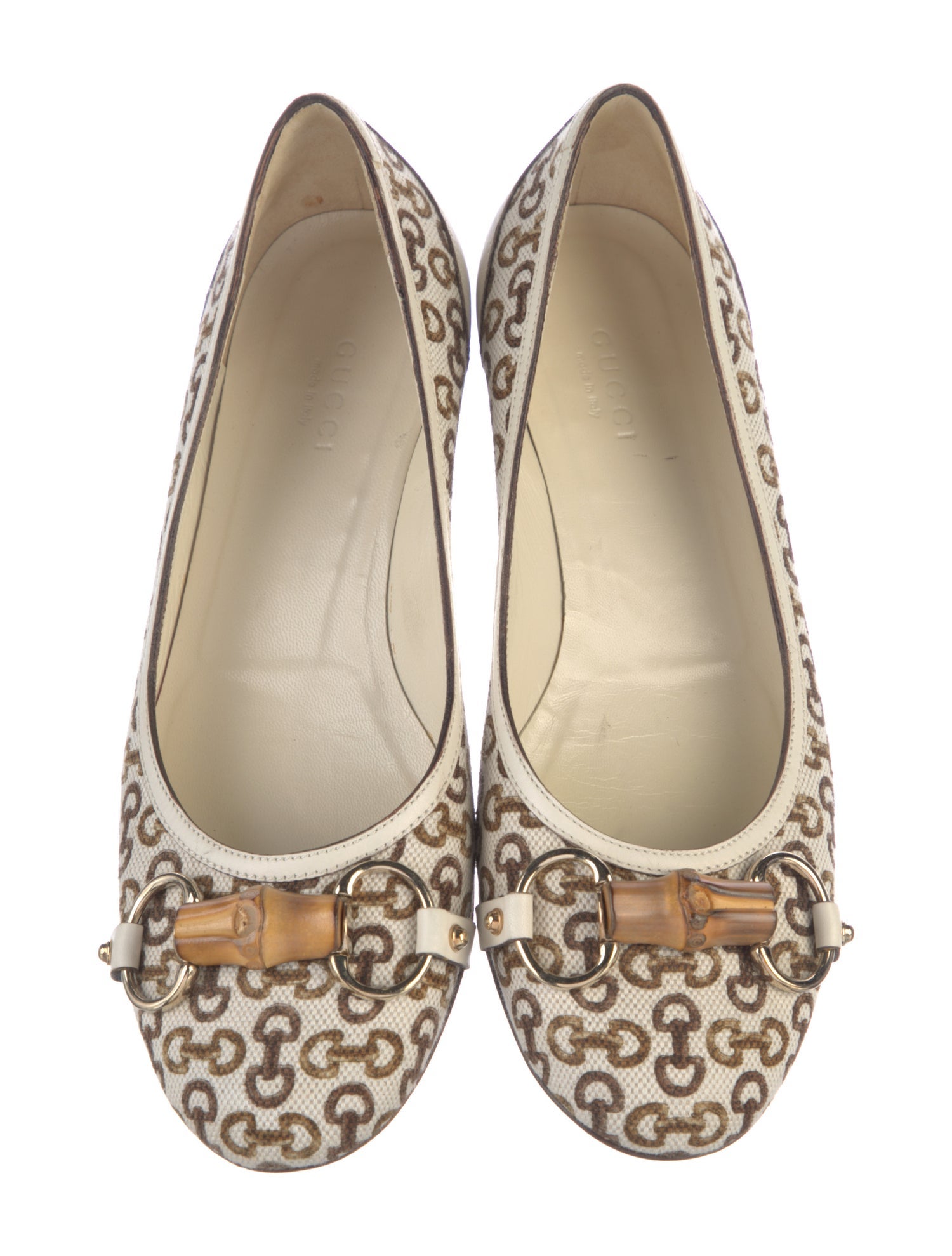 Gucci Horsebit Accent Canvas Ballet Flats