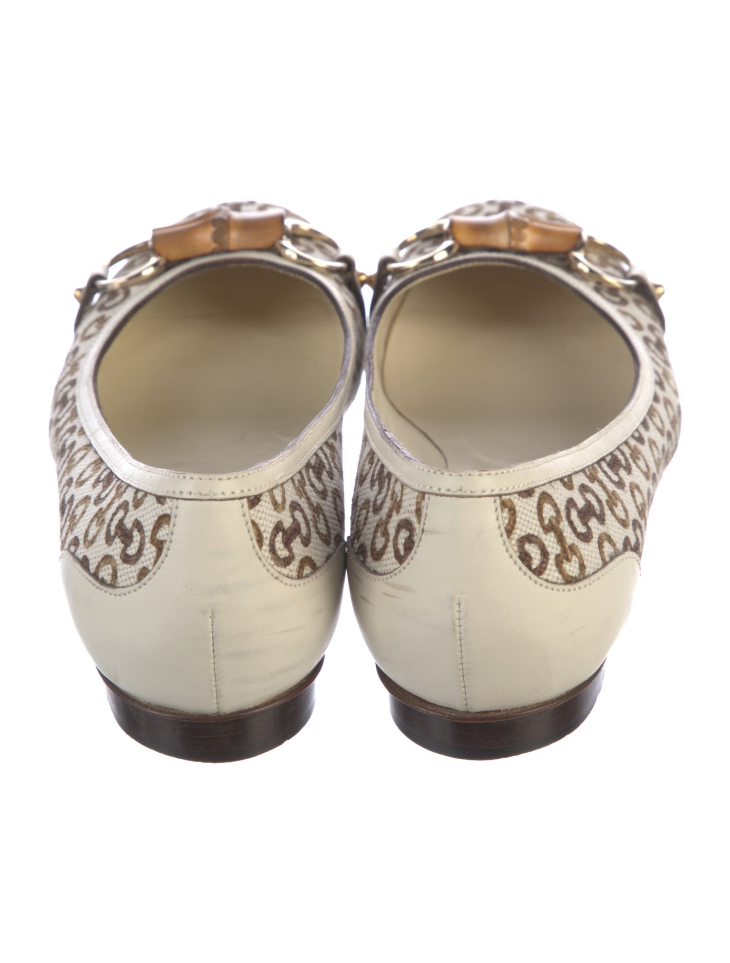 Gucci Horsebit Accent Canvas Ballet Flats