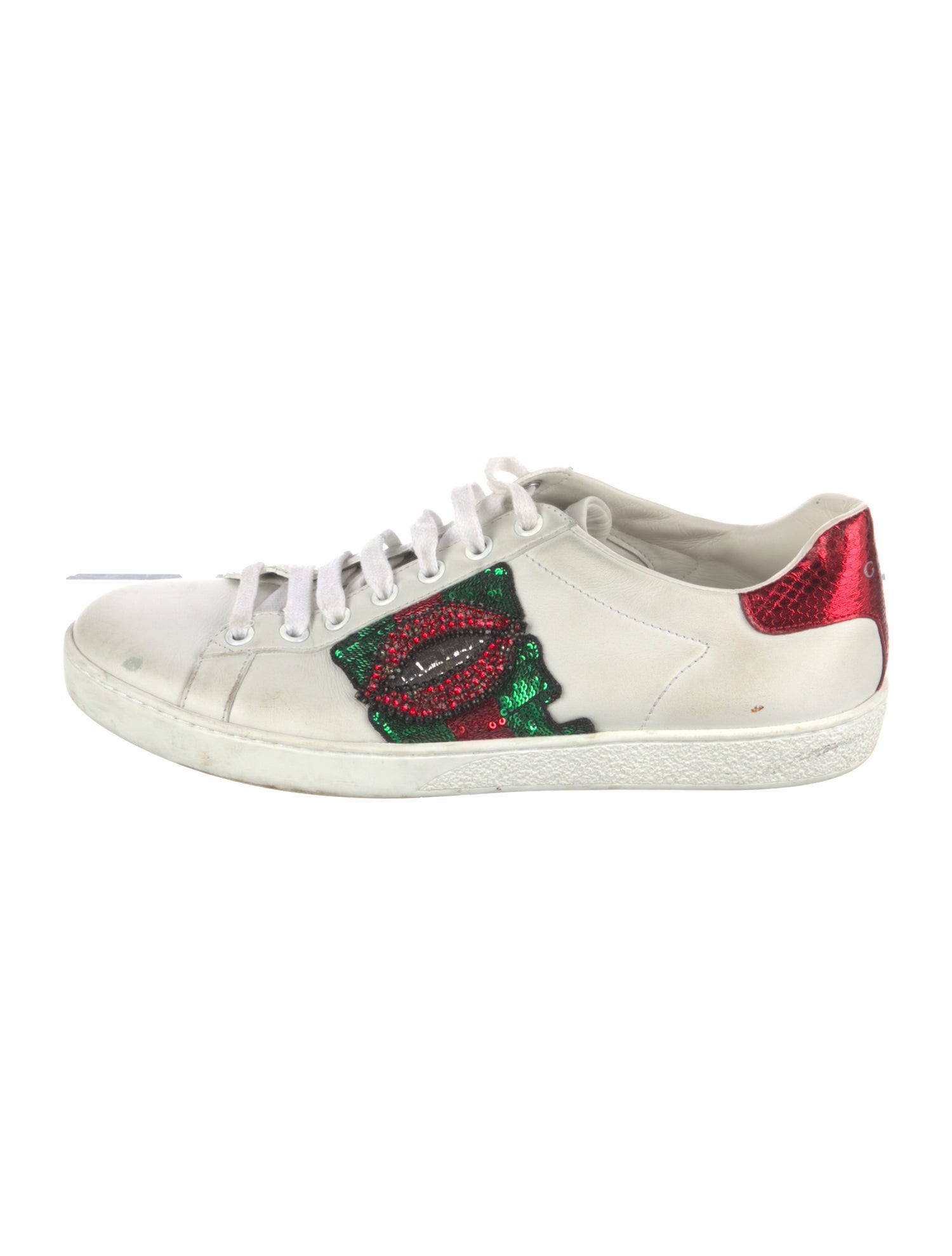 Gucci Web Accent Leather Sneakers