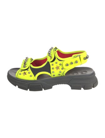 Gucci Leather Mesh Accents Sandals