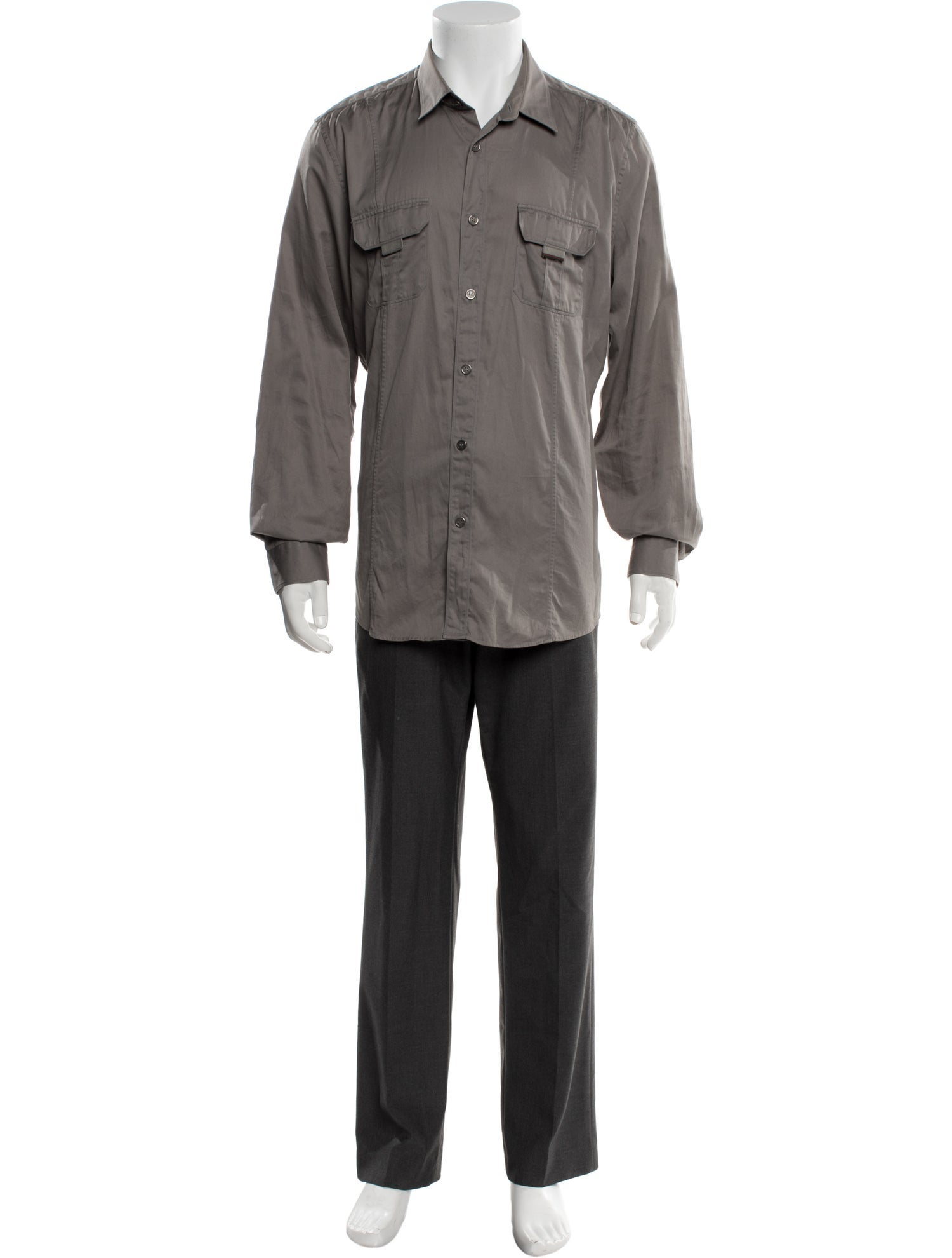 Gucci Interlocking G Logo Long Sleeve Dress Shirt