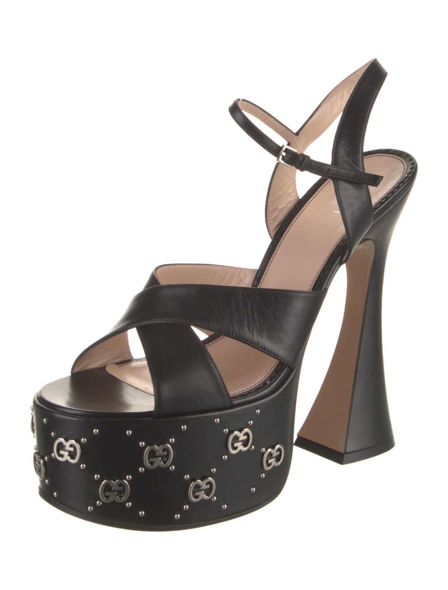 Gucci GG Logo Leather Sandals