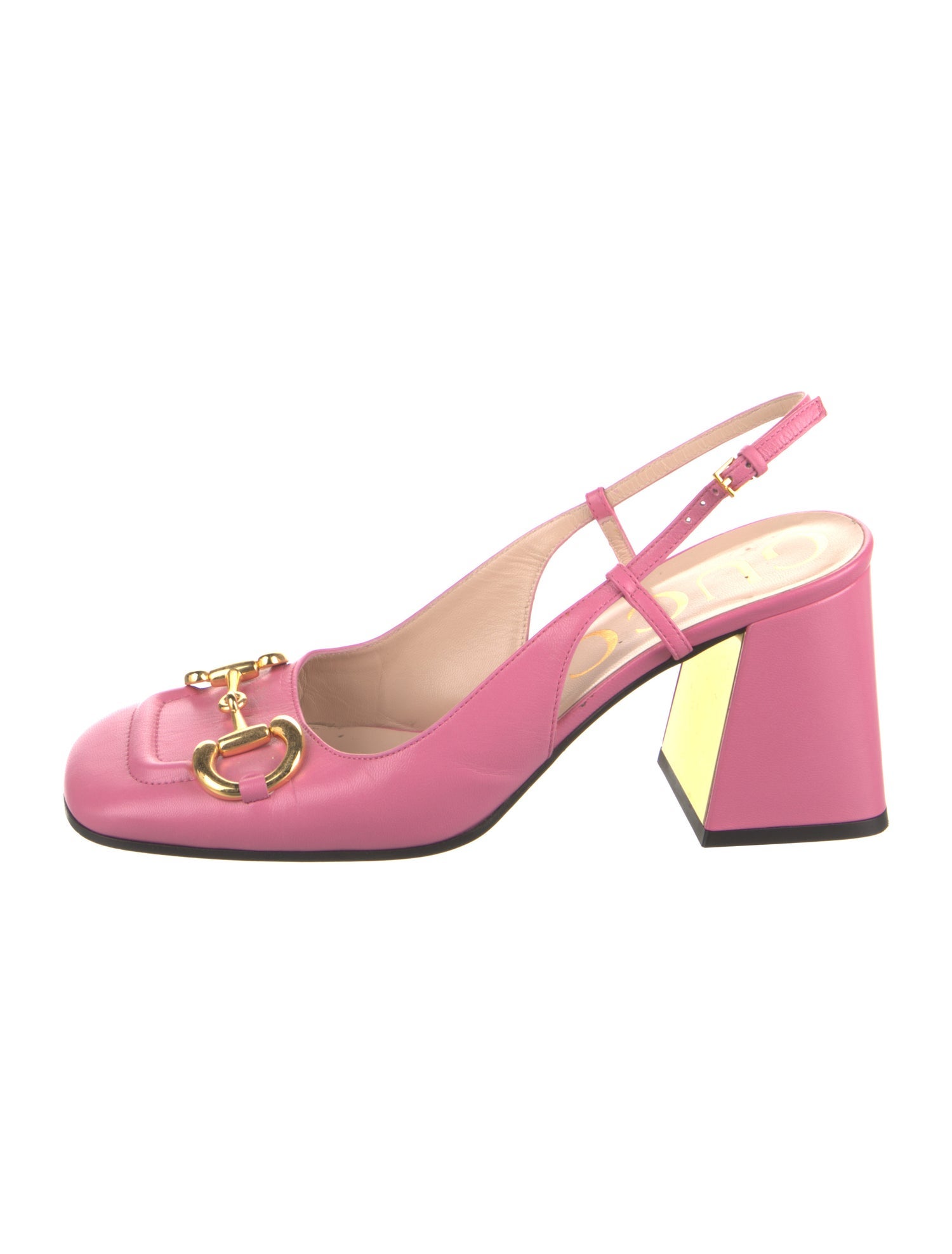 Gucci Horsebit Accent Leather Slingback Pumps