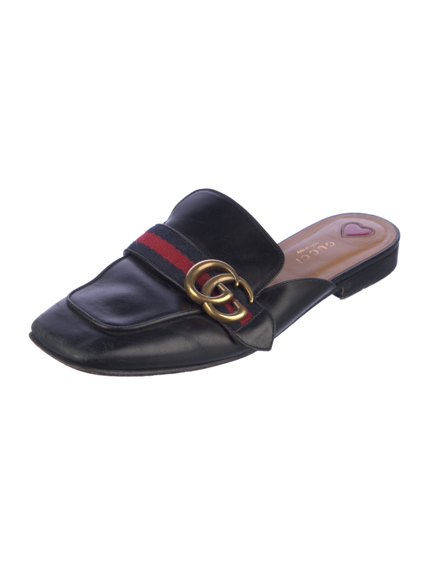 Gucci Sylvie Web Accent Leather Mules