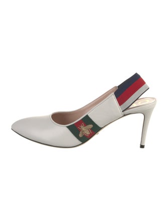 Gucci Leather Colorblock Pattern Slingback Pumps