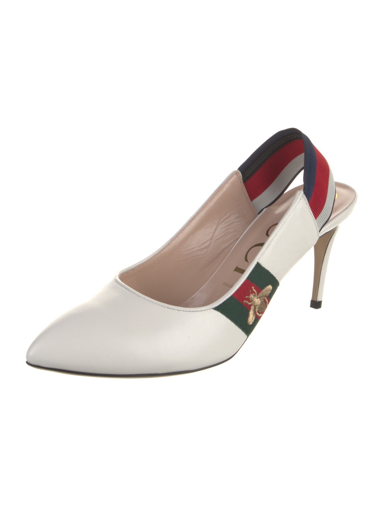 Gucci Leather Colorblock Pattern Slingback Pumps
