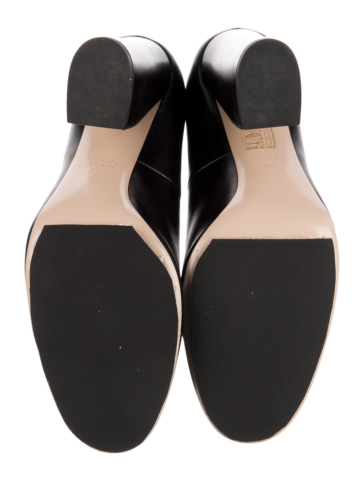 Gucci Faux Pearl Accents Leather Pumps