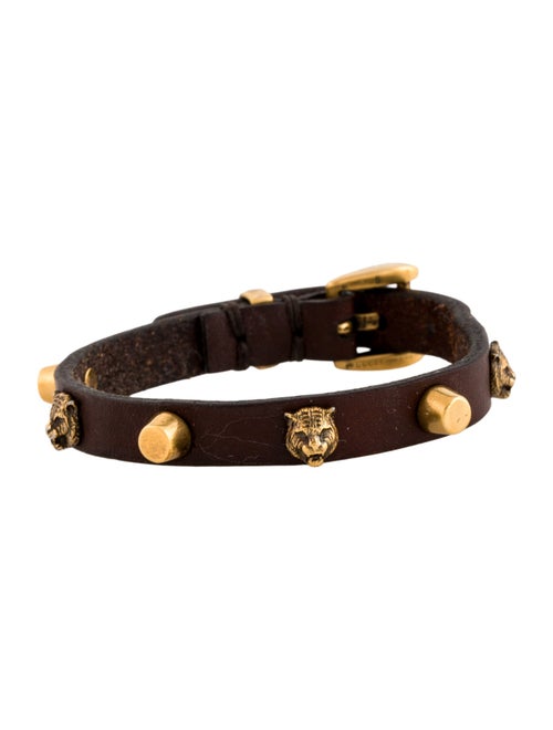 Gucci Leather Feline Head Wrap Bracelet