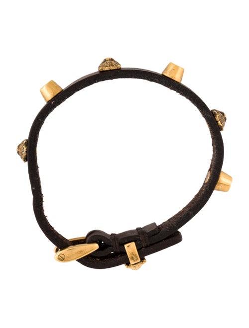 Gucci Leather Feline Head Wrap Bracelet