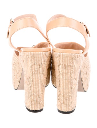 Gucci Horsebit Accent Raffia Espadrilles