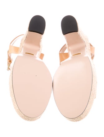 Gucci Horsebit Accent Raffia Espadrilles