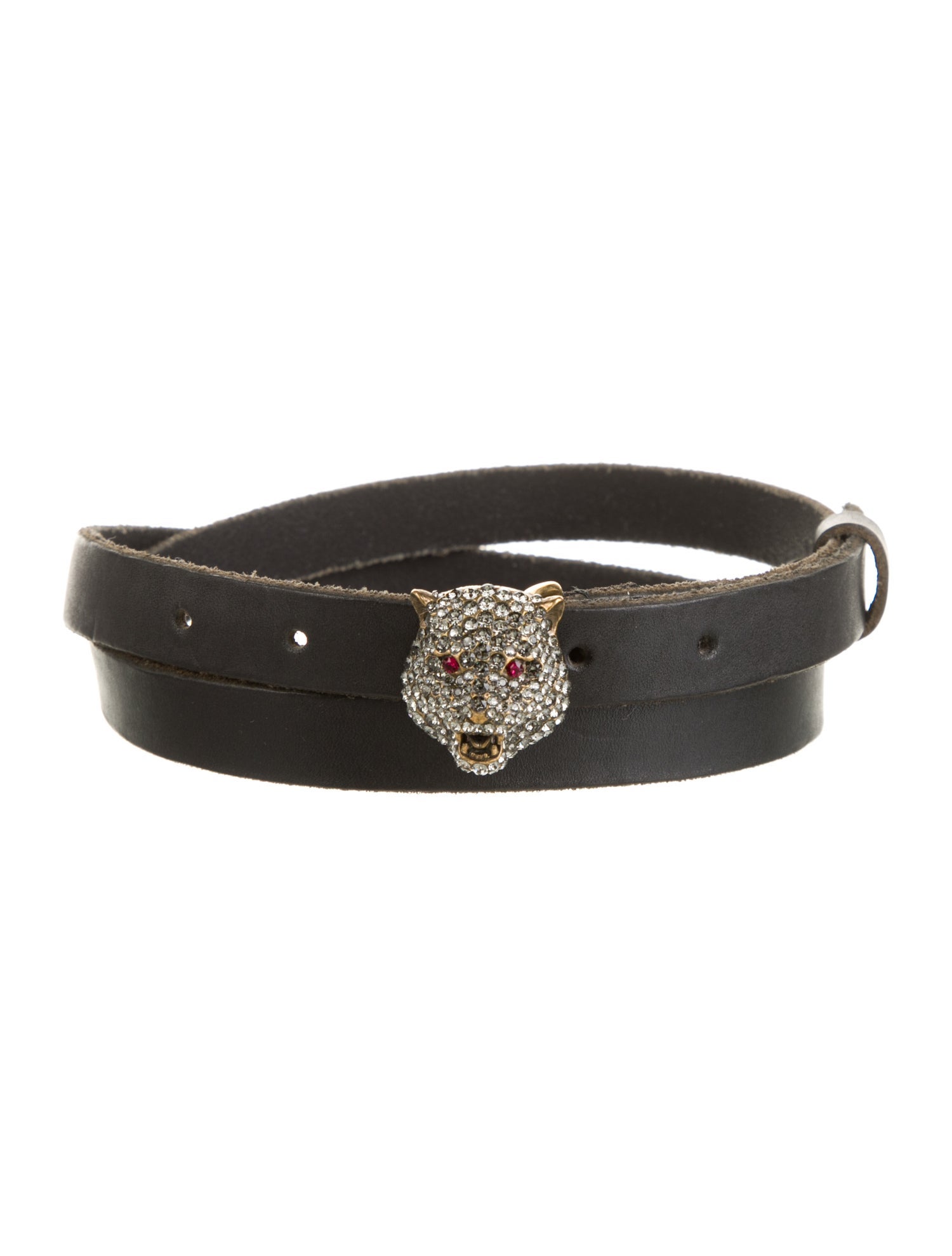 Gucci Feline Head Accent Skinny Belt