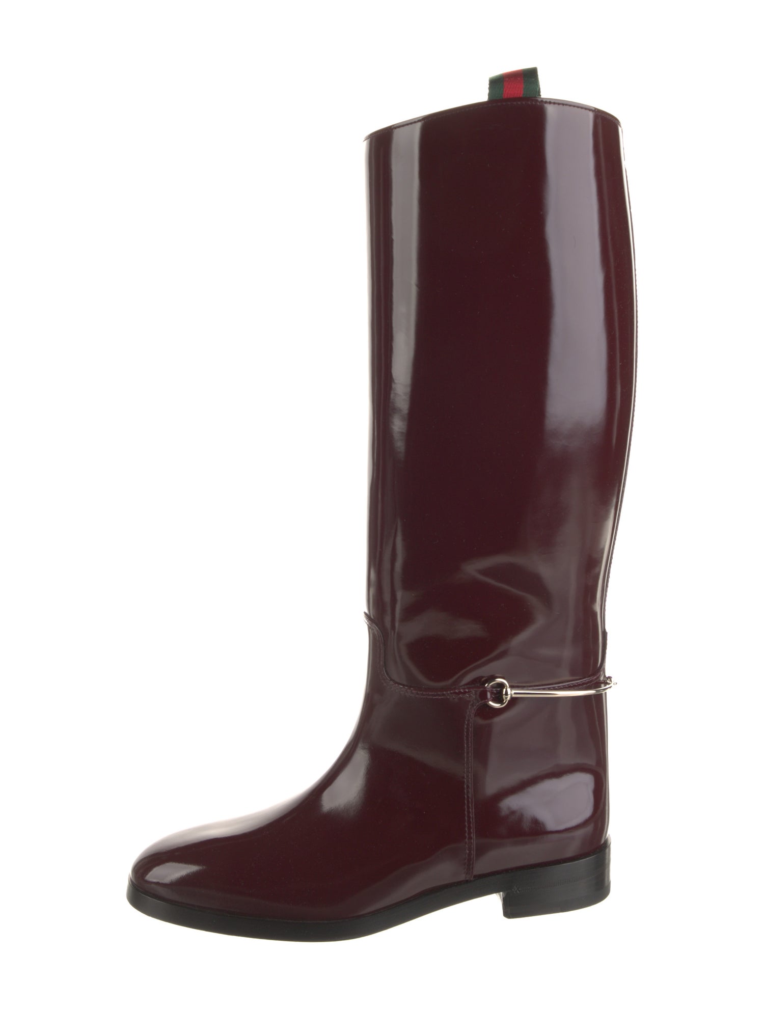 Gucci Web Accent Patent Leather Riding Boots w/ Tags