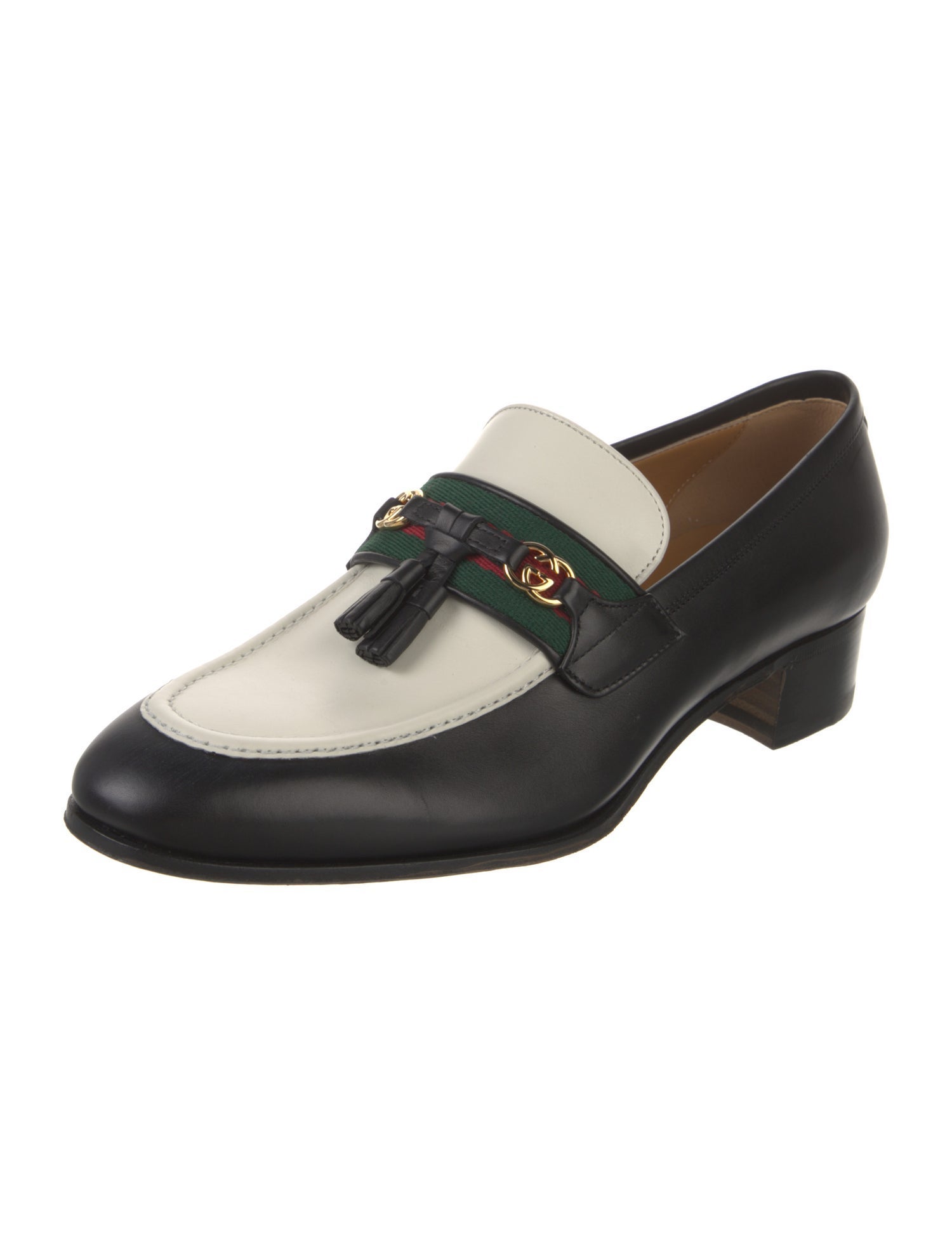 Gucci Web Accent Leather Dress Loafers
