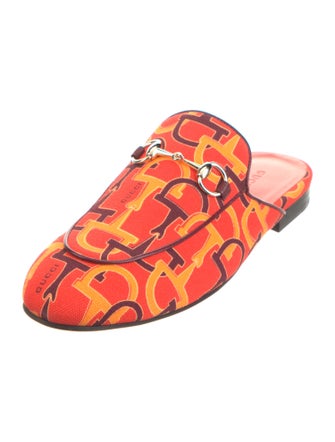 Gucci Horsebit Accent Canvas Mules